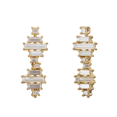 Art Deco Baguette Diamond Earrings - Recycled Diamond Earrings - Edgy –  Anueva Jewelry